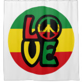 LIEBE mit Ruhesymbol, Reggae-Stil Duschvorhang (Vorderseite)