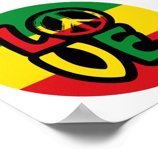 LIEBE mit Ruhesymbol, Reggae-Stil Poster (Ecke)