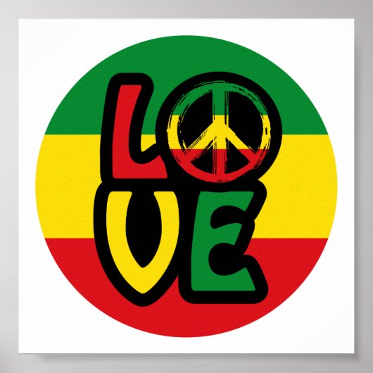 LIEBE mit Ruhesymbol, Reggae-Stil Poster (Vorne)
