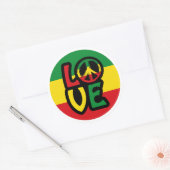 LIEBE mit Ruhesymbol, Reggae-Stil Runder Aufkleber (Umschlag)