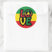 LIEBE mit Ruhesymbol, Reggae-Stil Runder Aufkleber (Tasche)