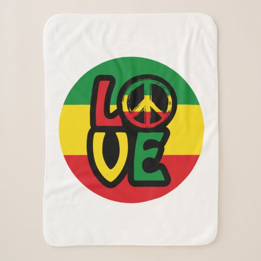 LIEBE mit Ruhesymbol, Reggae-Stil Sherpadecke (Vorderseite)