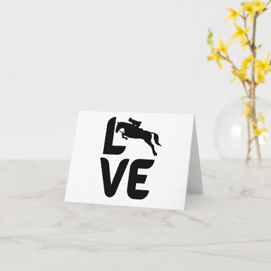 Liebe mit Springpferden als O Karte (Gelbe Blume)