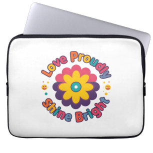 Liebe mit Stolz, strahle hell – Bunte Blumen-Pride Laptopschutzhülle
