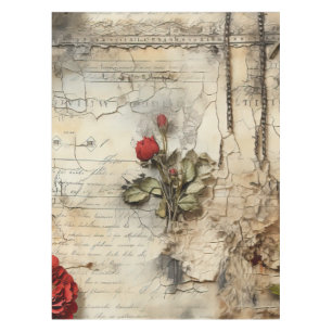 Liebe mit Vintagen Dokumenten mit Blume (10) Tischdecke