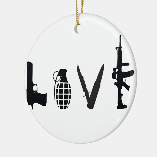 Liebe mit Waffen Keramikornament (Links)