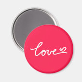 Liebe mit weißem Text auf rosa Magnet (Vorderseite/Rückseite)