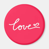 Liebe mit weißem Text auf rosa Magnet (Vorne)