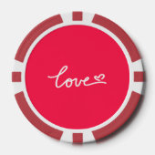 Liebe mit weißem Text auf rosa Pokerchips (Vorderseite)