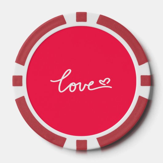 Liebe mit weißem Text auf rosa Pokerchips (Vorderseite)