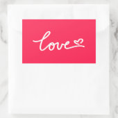 Liebe mit weißem Text auf rosa Rechteckiger Aufkleber (Tasche)