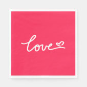 Liebe mit weißem Text auf rosa Serviette (Vorderseite)