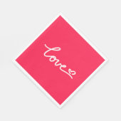 Liebe mit weißem Text auf rosa Serviette (Ecke)