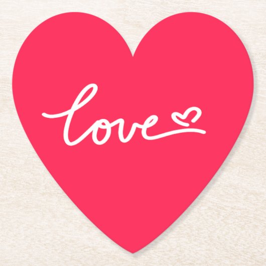 Liebe mit weißem Text auf rosa Untersetzer (Vorderseite)