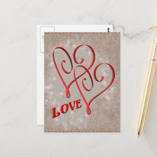 Liebe miteinander verwobene rote Herzen Postkarte