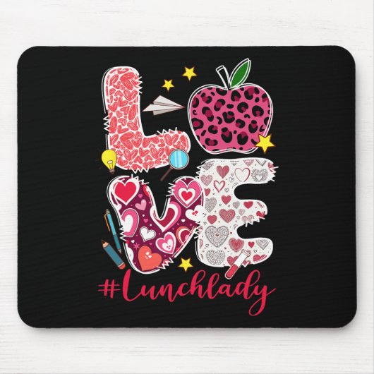 Liebe Mittagessen-Dame Herz Valentinstag Cafeteria Mousepad (Vorne)