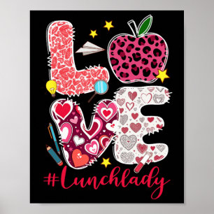 Liebe Mittagessen-Dame Herz Valentinstag Cafeteria Poster