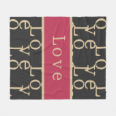 Liebe | Modern Hot Pink Black Gold Typografie Fleecedecke (Vorderseite (Horizontal))