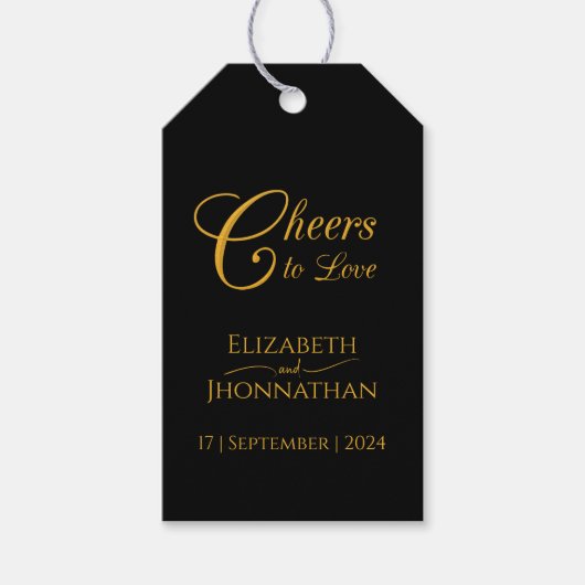 Liebe Moderne Black & Gold Script Hochzeiten Geschenkanhänger (Vorderseite)