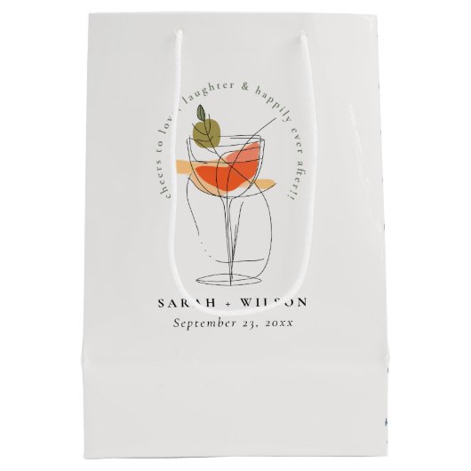 Liebe Moderne Cocktailparty Mittlere Geschenktüte (Rückseite)