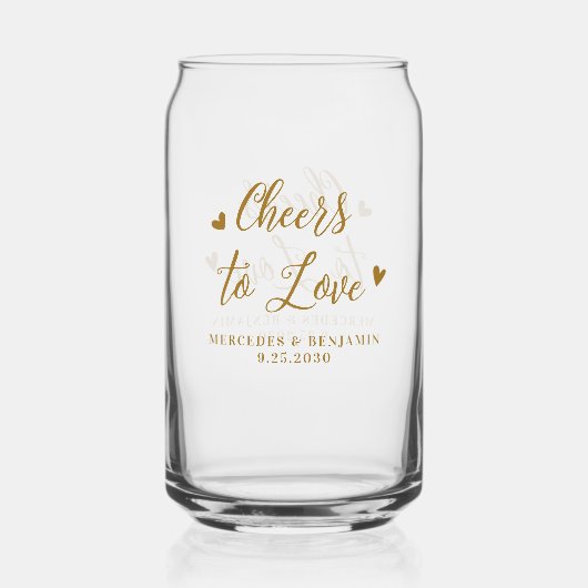 Liebe Moderne, elegante Goldherzen Dosenglas (Vorderseite)