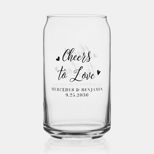 Liebe Moderne elegante Herz-Gastgeschenk Hochzeit Dosenglas (Vorderseite)