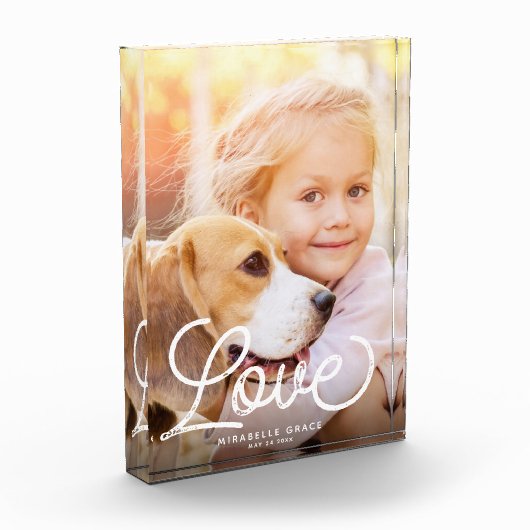 Liebe Moderne Kalligrafie Einfache Familienhaltung Fotoblock (Links)