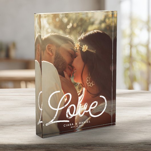 LIEBE Moderne Kalligrafie Einfache Hochzeitssache Fotoblock