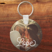 LIEBE Moderne Kalligrafie Einfaches Foto Keepake Schlüsselanhänger (Vorderseite)