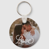 LIEBE Moderne Kalligrafie Einfaches Foto Keepake Schlüsselanhänger (Rückseite)