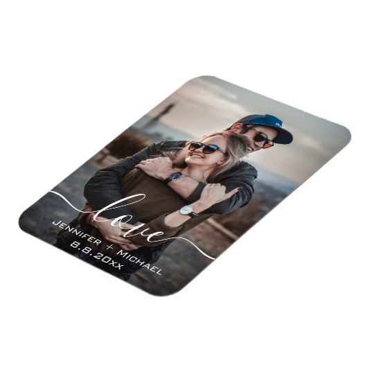 Liebe, moderne Kalligraphie, frisch verheiratetes Magnet (Linke Seite)