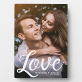 LIEBE Moderne Kalligraphie Valentine Foto Keepake Fotoplatte (Vorderseite)