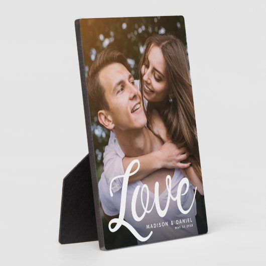 LIEBE Moderne Kalligraphie Valentine Foto Keepake Fotoplatte (Seite)