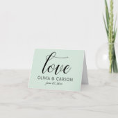 Liebe Moderne Minze und Schwarz-Script-Hochzeitsmo Dankeskarte (Vorderseite)