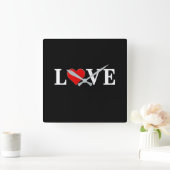 LIEBE Moderne Schwarz und Weiß Quadratische Wanduhr (Zuhause)