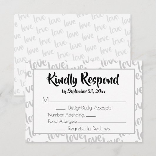 Liebe Moderne Script Typografy UAWG RSVP Karte (Vorne/Hinten)