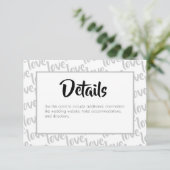 Liebe Moderne Script Typografy Wedding Begleitkarte (Stehend Vorderseite)
