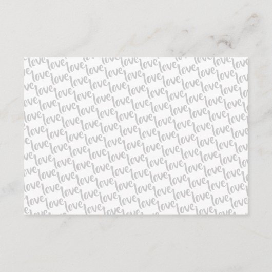 Liebe Moderne Script Typografy Wedding Begleitkarte (Rückseite)