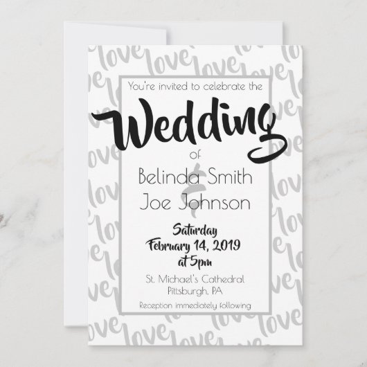 Liebe Moderne Script Typografy Wedding Einladung (Vorderseite)