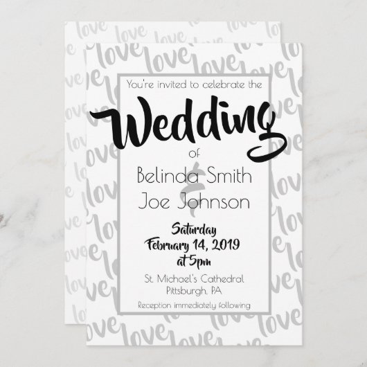 Liebe Moderne Script Typografy Wedding Einladung (Vorne/Hinten)
