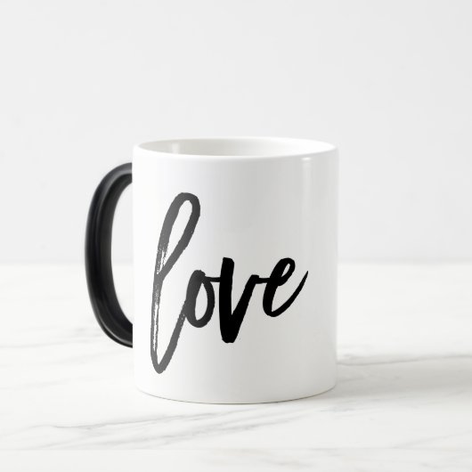 Liebe Moderne Trendschrift Typografie Typ Black Verwandlungstasse (Vorderseite Links)