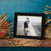 Liebe | Moderne und elegante Schwarz-Gold-Rahmen-H Fotoplatte (Seite)