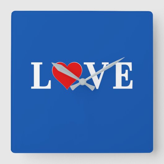 LIEBE Moderner Chic Quadratische Wanduhr (Vorderseite)