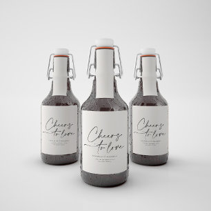 Liebe moderner cremefarbener Minimalhochzeit Alkoholflaschenetikett