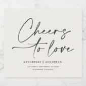 Liebe moderner cremefarbener Minimalhochzeit Schaumweinetikett (Einzelnes Label)