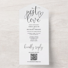 Liebe Moderner QR-Code Schwarz-Weiß-Hochzeit All In One Einladung