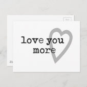 Liebe Moderneres Schwarz-weißes graues Herz Postkarte (Vorne/Hinten)