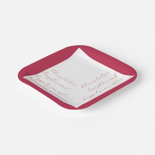 Liebe Modernes Chic Script Viva Magenta Pappteller (Gewinkelt)