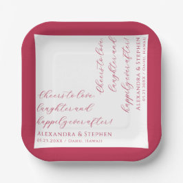 Liebe Modernes Chic Script Viva Magenta Pappteller