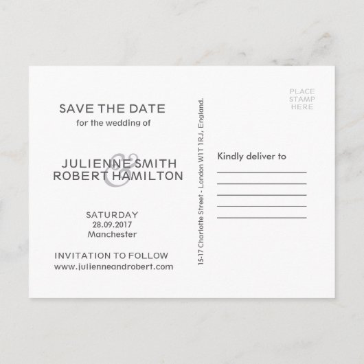 Liebe | Modernes Foto Save the Date Postkarte (Rückseite)